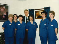 BGH Endoscopy Diagnostic Suite opened by Mr Sam Galbraith, Minister for Health, 1997; Dr Oliver Eade; Morag Henderson, Sister