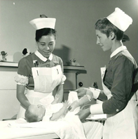 Pupil Nurse Margaret Loh with Sister Rogerson at Peebles War Memorial Hospital