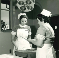 Pupil Nurse Patricia Baillie with Staff Nurse Elizabeth Wilson at Hawick Cottage Hospital